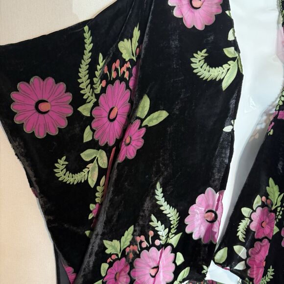 Woven Heart Floral Velvet Burnout Kimono Open Cardigan Boho Darkwear One Size - Picture 3 of 11